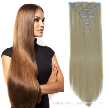 Hot sell   clip in hair extension   hair extension clip in  double drawn clip in hair extension wholesale  8pc/set